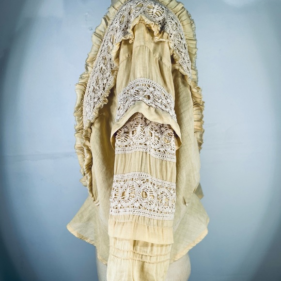 Magnolia Pearl Marburger Cotton Voile Lace Button Up Top NWT O/S - Picture 3 of 8